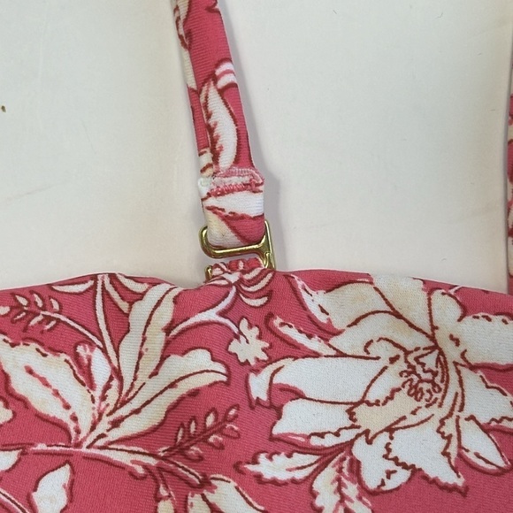 J. Crew O-Ring Bandeau Bikini Top Women's Plus 3X Pink Tossed Floral New BH555 - Picture 3 of 13